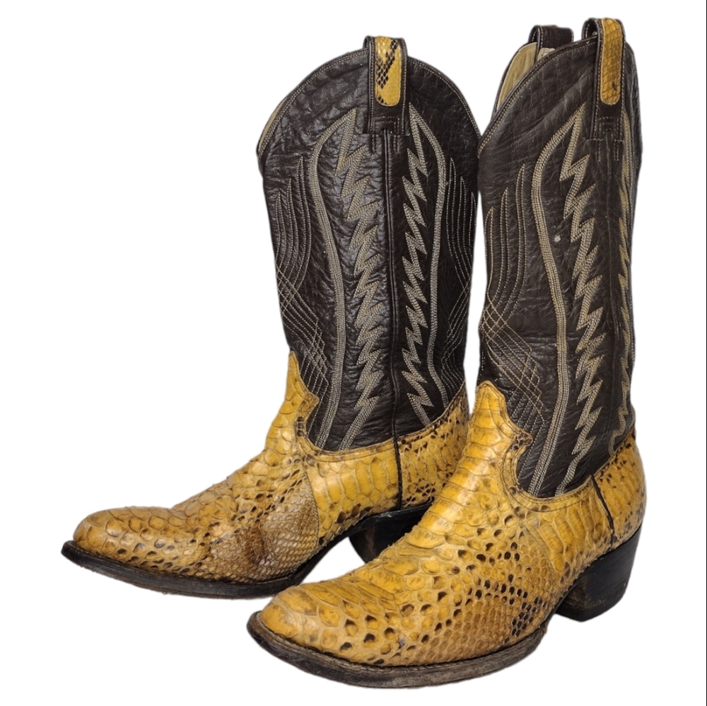Montana West Men's Snakeskin Leather Rodeo Cowboy Western Boots